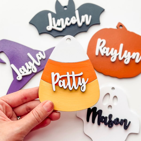 Halloween Basket Name Tags / Boo Basket Tags / Pumpkin Ghost Bat Name Tags / Wooden Name Tags / Fall Name Tags / Halloween Gifts