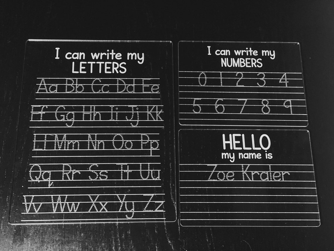 Dry Erase Alphabet and Number Board / Acrylic Tracing Board / Etsy