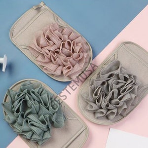 Mitaines de bain exfoliantes,exfoliant physique,dissolvant de saleté,gant moufle exfoliant,gants de bain double face avec éponge
