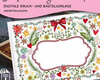 Christmas printable template, craft template, envelope, PDF, B6 envelope, instant download, Christmas mail, printable template