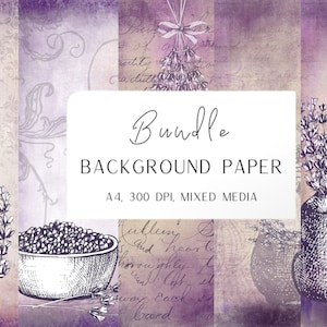 Background paper, bundle, digital download, jpeg, A4, vintage, shabby, lavender, lavender, lilac