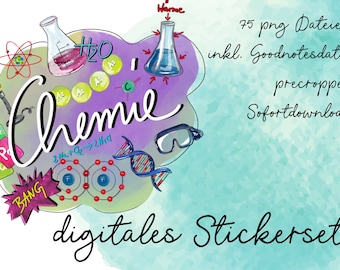 Chemie clipart school, maak werkbladen, digitale stickers, Goodnotes, instant download, sketchnotes, dagboek