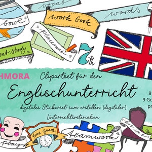 English clipart school, lesson preparation, digital stickers english school, create worksheets, lesson clipart, goodnotes