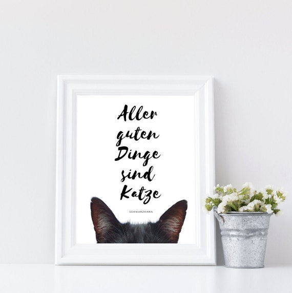 Katze black cat Spruch Sprichwörter Zitat Deko digitaler Etsy