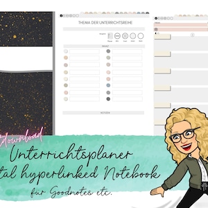 Carnet numérique avec lien hypertexte, Planificateur de cours, École, Enseignant, Goodnotes