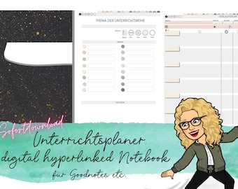 Digital Hyperlinked Notebook, Lesson Planner, School, Teacher, Goodnotes