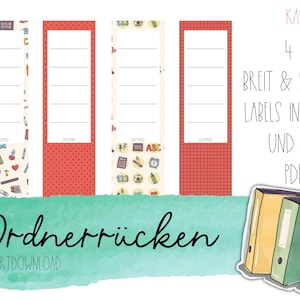 Maprugset voor afdrukken, bestandsrug, maplabel, direct downloaden, pdf, sjabloon, sjabloon, school