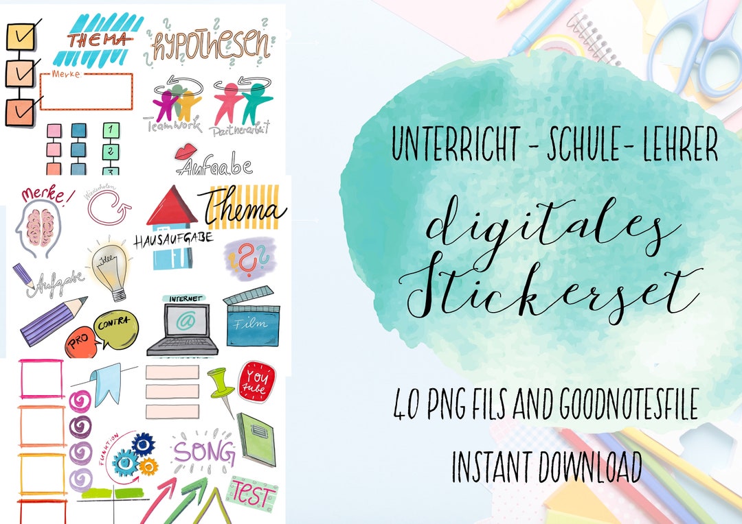 Digital planner stickers, digital school clipart set, Lehrer sticker