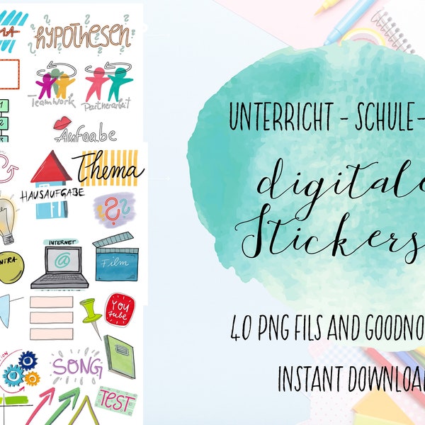 digital planner stickers, digital school clipart set, Lehrer sticker, Unterrichtsplanung deutsch, goodnotes, png cropped file