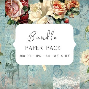 Background paper, Digital Paper Pack, A4, jpg, 8&#39;&#39; x 11&#39;&#39;, scrapbook, journal, collage, turquoise, rose