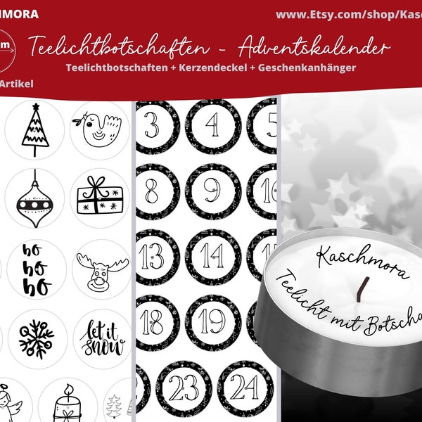 Teelichtbotschaften Adventskalender, Teelicht mit Spruch, Geschenk, Weihnachten