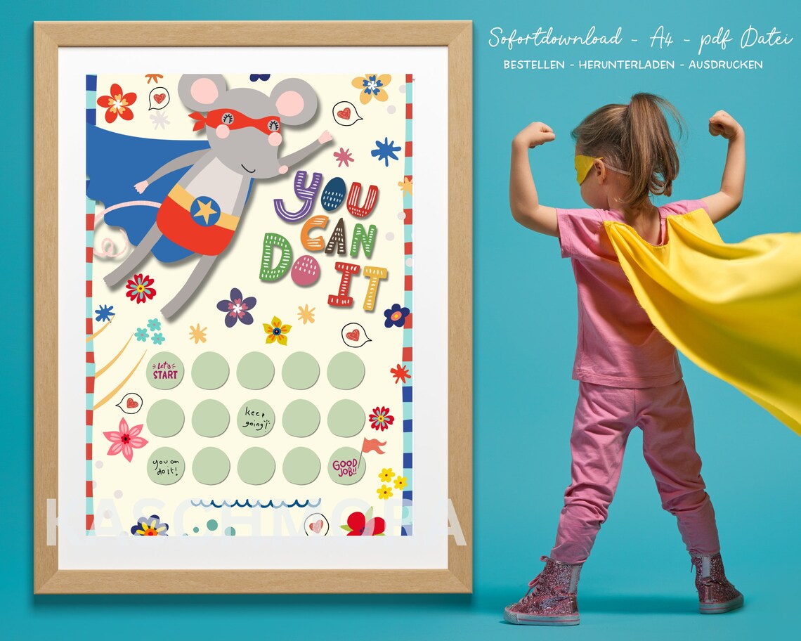 Reward Chart for Children, Reward System, Superhero, Mouse, Reward Card ...