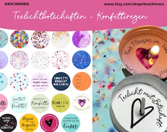 Tealight messages, tealight with saying, gift, small item, confetti