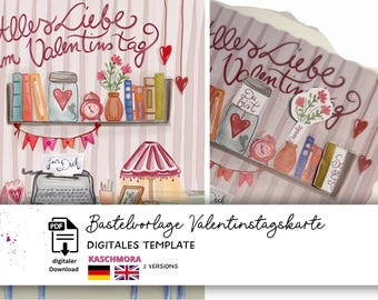 Valentine's Day card, love greeting card, magic card, craft kit, DIY, download