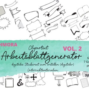 Arbetsbladsgenerator nr 2, skolclip art, skapa arbetsblad, digitala klistermärken, Goodnotes, ladda ner fil
