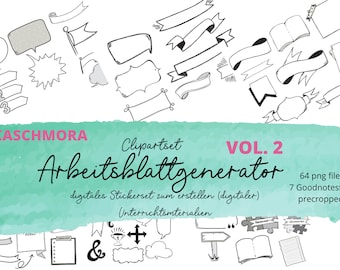 Worksheet Generator No. 2, School Cliparts, Create Worksheets, Digital Stickers, Goodnotes, Download File