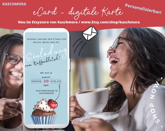 eCard Digital invitation card, coffee party invitation, customizable, WhatsApp card, send online