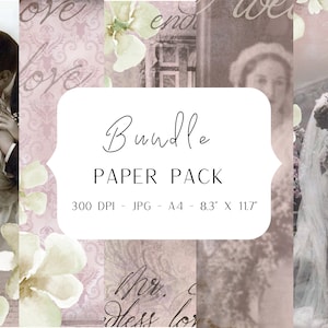 Wedding digital Scrapbook Paper, Vintage wedding background collage Paper, Shabby Chic Paper Pack, Bride, Groom, Digital Paper A4 8.5 x 11