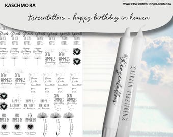 candle tattoo, candle sticker, water slide film, mourning, mourning candle, happy birthday in heaven