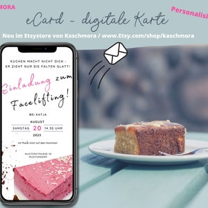 eCard Digitale Einladungskarte, Einladung Kaffeeklatsch, personalisierbar, WhatsApp Karte, online versenden