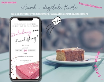 eCard Digital invitation card, coffee party invitation, customizable, WhatsApp card, send online