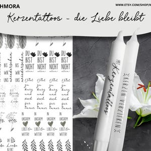 Tatouage de bougie, autocollant de bougie, film de diapositives d'eau, deuil, bougie de deuil, sincères condoléances, cadeau