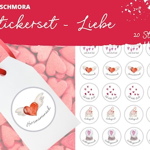 20x Adesivo Amore, Adesivi Amore, San Valentino, Adesivi, Etichette