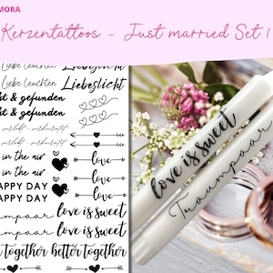 Candle tattoo, candle sticker, water slide film, wedding, just married, tablecloth, love, gift, A4