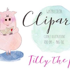 Clipart ilustracja świnia, ilustracja clipart, plik PNG, cyfrowa ilustracja świni, port macierzysty, statek, tworzenie kartek, projekt cyfrowy