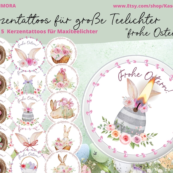 Kerzentattoo, Kerzensticker, großes Teelicht, Ostern, Geschenkidee