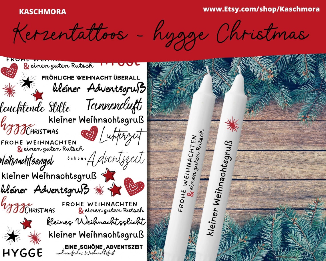 Kerzentattoo Kerzensticker Wasserschiebefolie Weihnachten Etsy.de