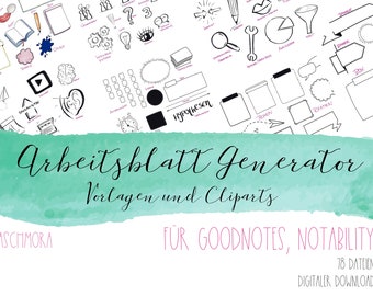 Worksheet generator, school clipart, create worksheets, digital stickers, Goodnotes, download
