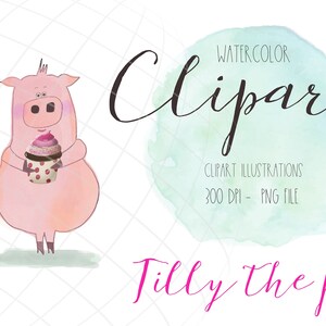 Clipart ilustração porco, ilustração clipart aquarela, clipart cupcake, arquivo png, porco feliz aniversário, ilustração cupcake