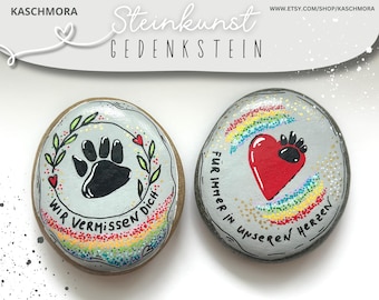 Memorial stone, consolation stone, remembrance, mourning, death of cat, death of dog, rainbow bridge, customizable