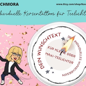 Customizable candle tattoos, personalized candle stickers, custom text, custom motif, A4, decorate candles