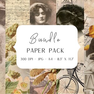 Background paper, Digital Paper Pack, A4, jpg, 8&#39;&#39; x 11&#39;&#39;, scrapbook, journal, collage, lady, autumn, autumn, fall, vintage