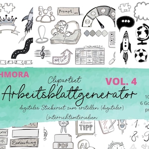 Worksheet generator, school clipart, create worksheets, digital stickers, Goodnotes, download