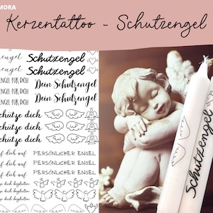 Kerzentattoo Engel, Schutzengel, Kerzensticker, Wasserschiebefolie, A4