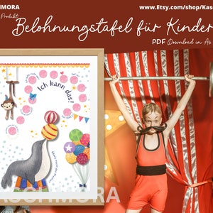 Belohnungstafel für Kinder, Belohnungssystem, Robbe, Zirkus, Belohnungskarte, Motivation, Töpfchentraining