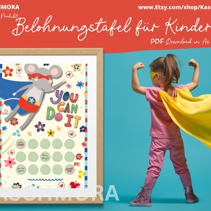 Belohnungstafel für Kinder, Belohnungssystem, Superheld, Maus, Belohnungskarte, Motivation, Töpfchentraining