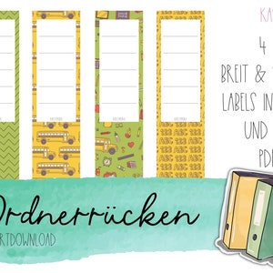 Maprugset voor afdrukken, bestandsrug, maplabel, direct downloaden, pdf, sjabloon, sjabloon, school