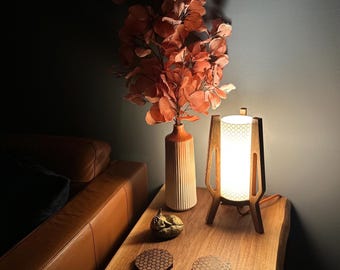 Mid-Century Modern Table Lamp Pair: Nottingham Solid Hardwood