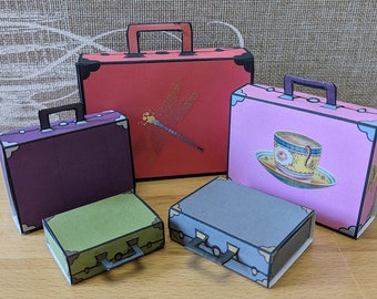 Matchbox Suitcases Kit - Basic Colors - digital download - Template - Party Project - gift box - party favor - creative play - nesting boxes