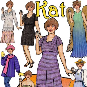 Kat Paper Doll - Digital Download - fun & fashionable, little black dress, winter coat, angel