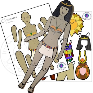 Cleopatra - Articulated Paper Doll - Pieces Paper Dolls - Create a Jointed Doll - creativity, play, party project
