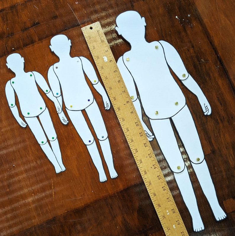 Paper Doll Ruler Pieces Paper Doll Bobs - Large - Articulated Doll to Color - Jointed ...