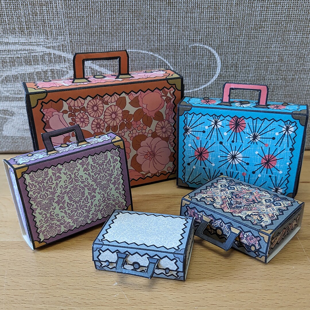 Matchbox Suitcases Kit Vintage Style Mixed Fabrics Digital Etsy