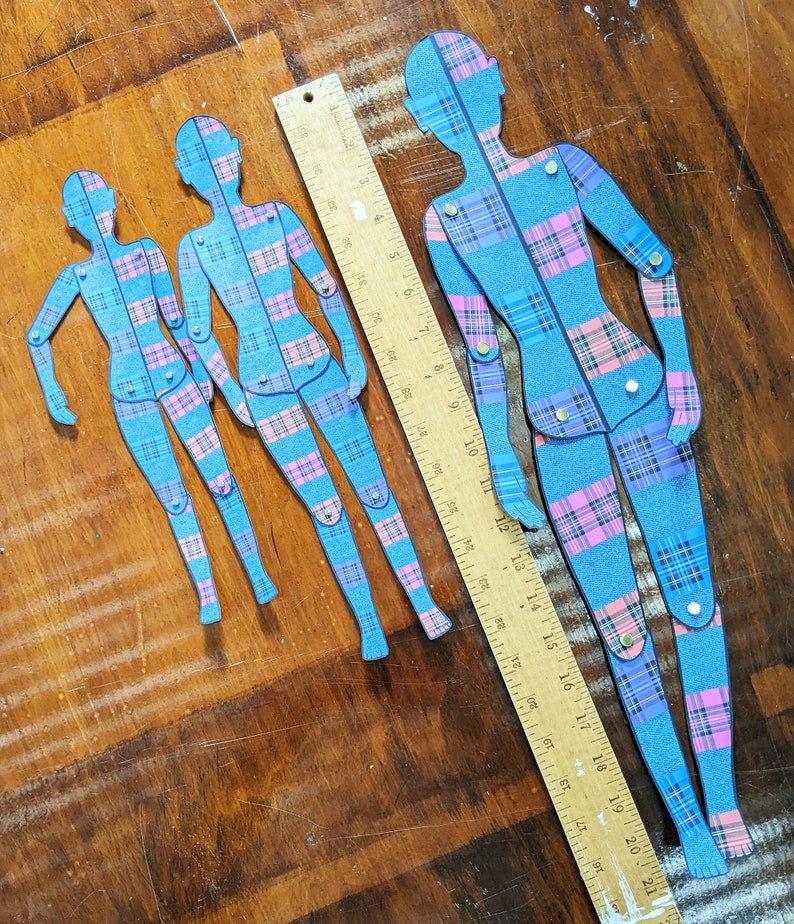 Paper Doll Ruler Denim Plaid Paper Doll Babs – Jointed Craft Project (digital Download ...