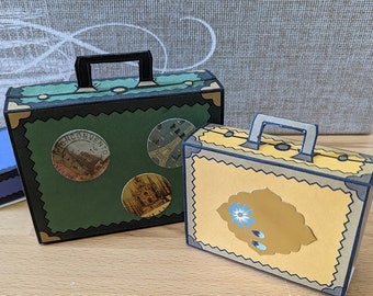 Matchbox Suitcases Kit - Vintage Style to Color - digital download - Party Project - gift box - favor - creative play - nesting boxes