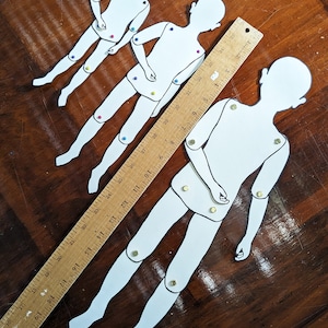 Paper Doll Ruler Large Articulated Paper Doll #3 – Coloring Page, Party Project (digital ...